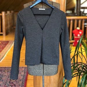 Zara semi cropped grey stretch shirt